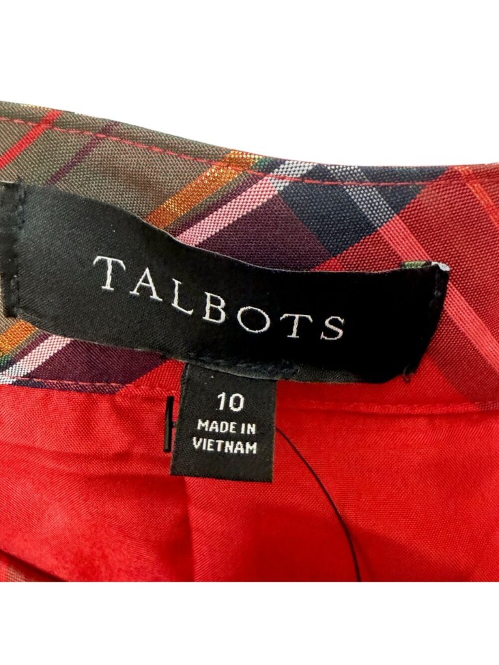 Talbots Holiday Maxi Skirt Size 10 Red Gold Plaid Preppy Christmas Full Maxi - Picture 6 of 12